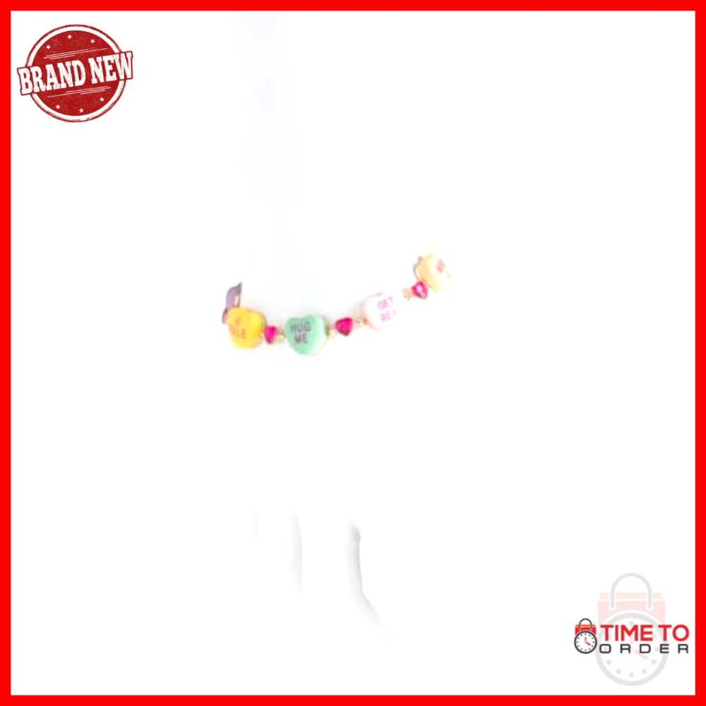 Link Flex Charm Bracelet Conversation Heart Adjustable Nostalgic Y2K - Picture 2 of 2